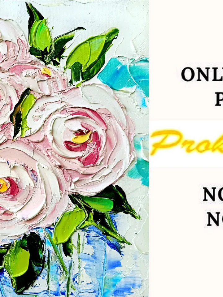 Peony Painting Original 8x8 Oil Impasto Boho Flower Miniature Floral Painting Abstract Floral Boho Shabby Chic Art Office Cottage Wall Art