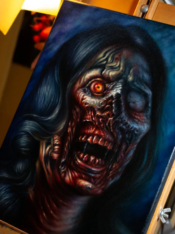 Original oil painting Victoria Heyes Terrifier