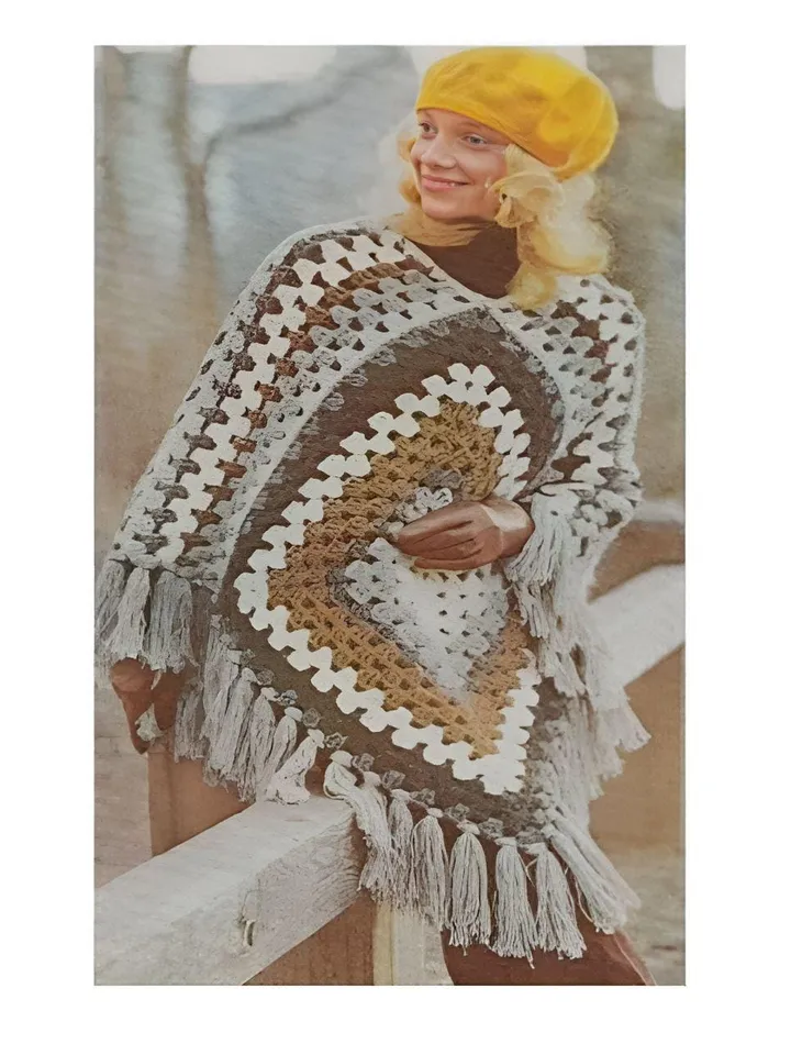 Crochet poncho pattern, easy grandma, Poncho Crochet Pattern , Granny Square Poncho , granny square cardigan pdf