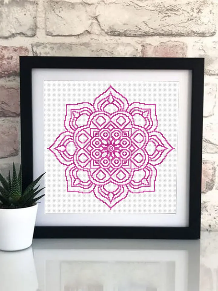 Mandala set cross stitch pattern download PDF, Monochrome mandala embroidery, Mandala digital PDF, Floral ornament cross stitch chart #S13