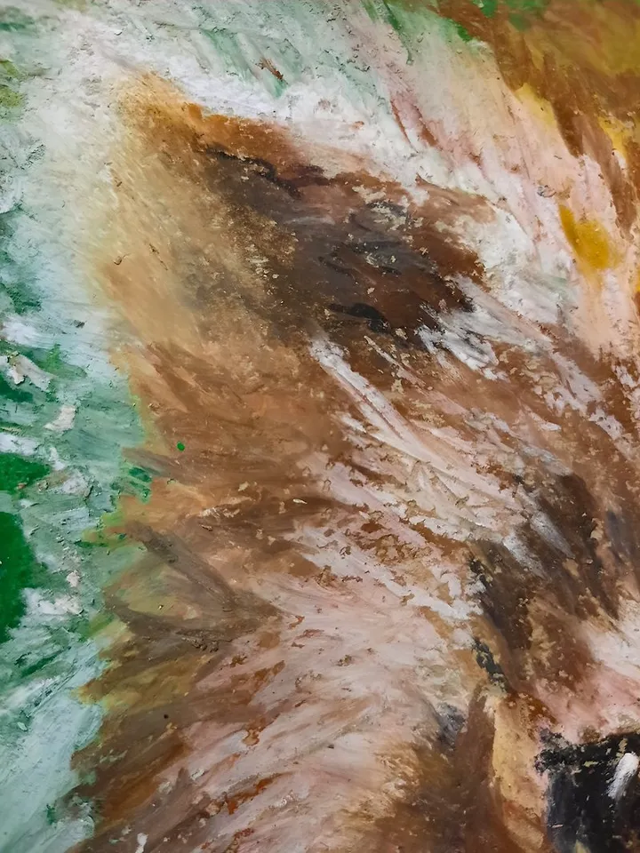 Red Panda painting Animal painting Original painting Oil pastel painting