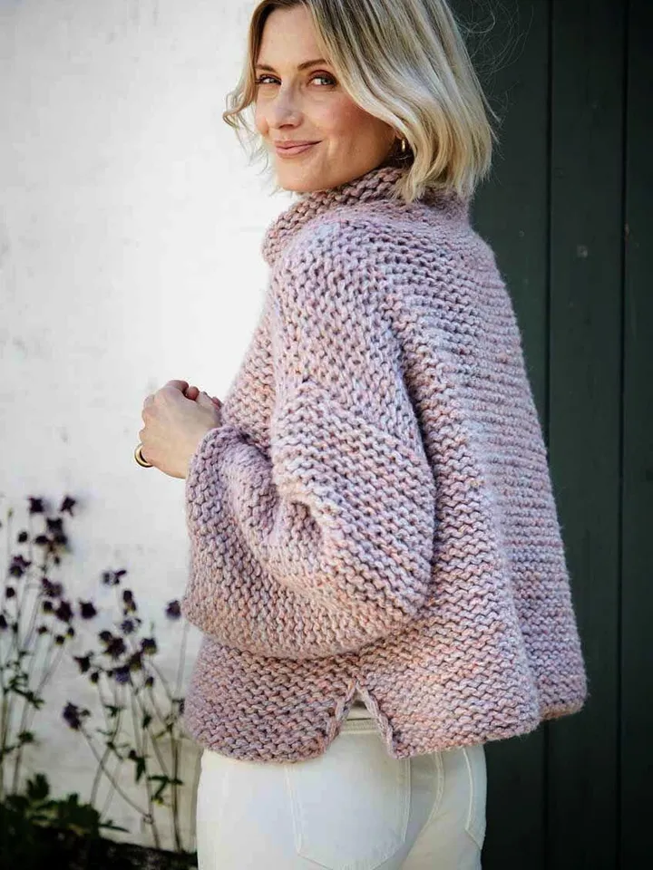 Sweater knitting pattern, jumper pattern, women easy pattern, short sweater pattern, aran sweater pdf instant download