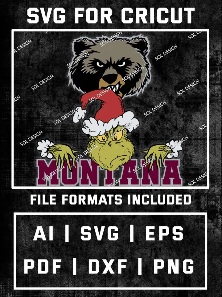 Grinch Montana Grizzlies SVG, NCAA SVG Design, NCAA Montana Grizzlies SVG, NCAA Grizzlies Cricut, Christmas Svg, Grinch svg, Digital Download