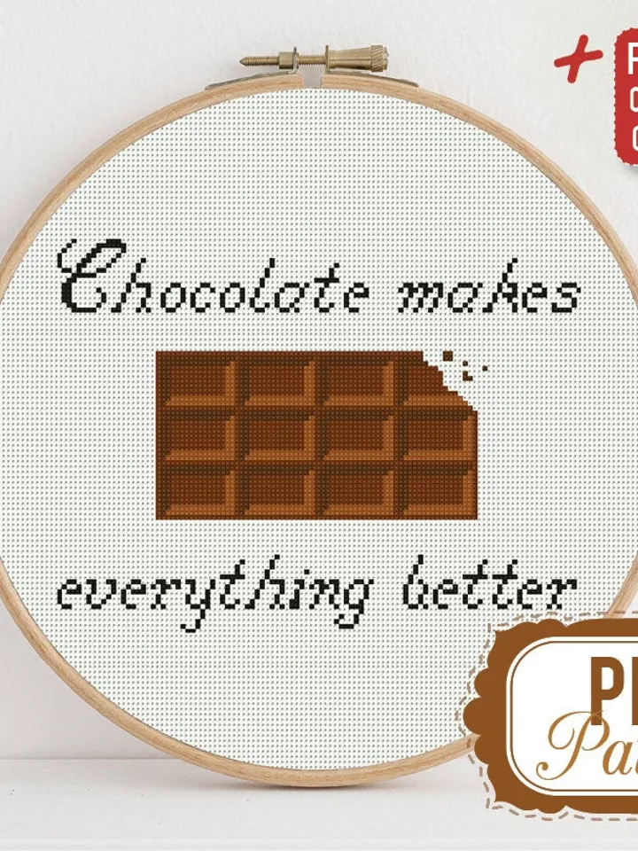 Cross stitch pattern Chocolate makes everything better Cross stitch pattern Food Sweets Quote PDF Format Instant Download Home decor Modern