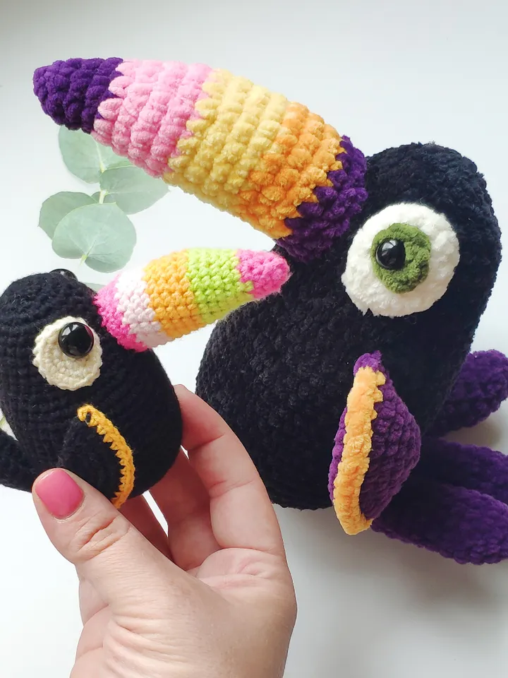 Toucan bird easy crochet amigurumi pattern 2 in 1