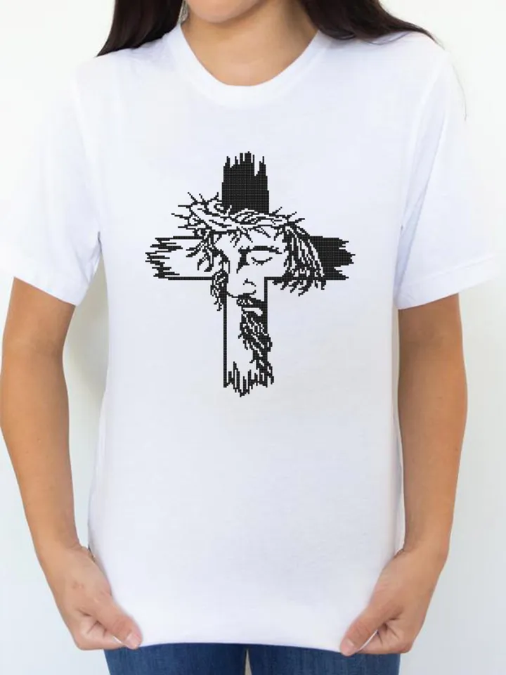 Religious cross with Jesus cross stitch pattern PDF instant download Christian cross stitch chart, Jesus on the cross digital pattern #O21