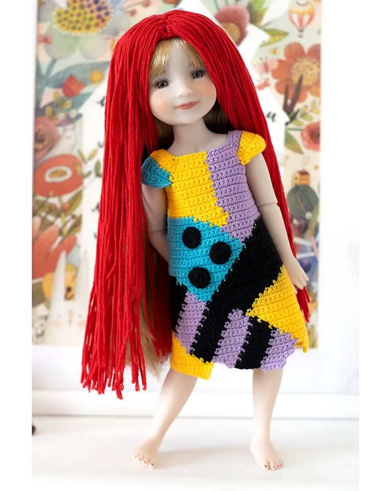 Disney Sally Nightmare Before Christmas Costume for Ruby Red Fashion Friends doll 14.5" for Halloween, set doll clothes