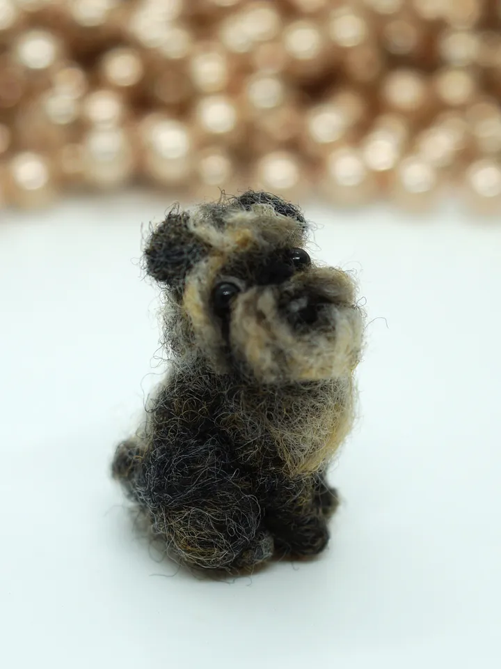 Tiny needle felted Brussels Griffon, miniature felted pet, dog portrait, made to order