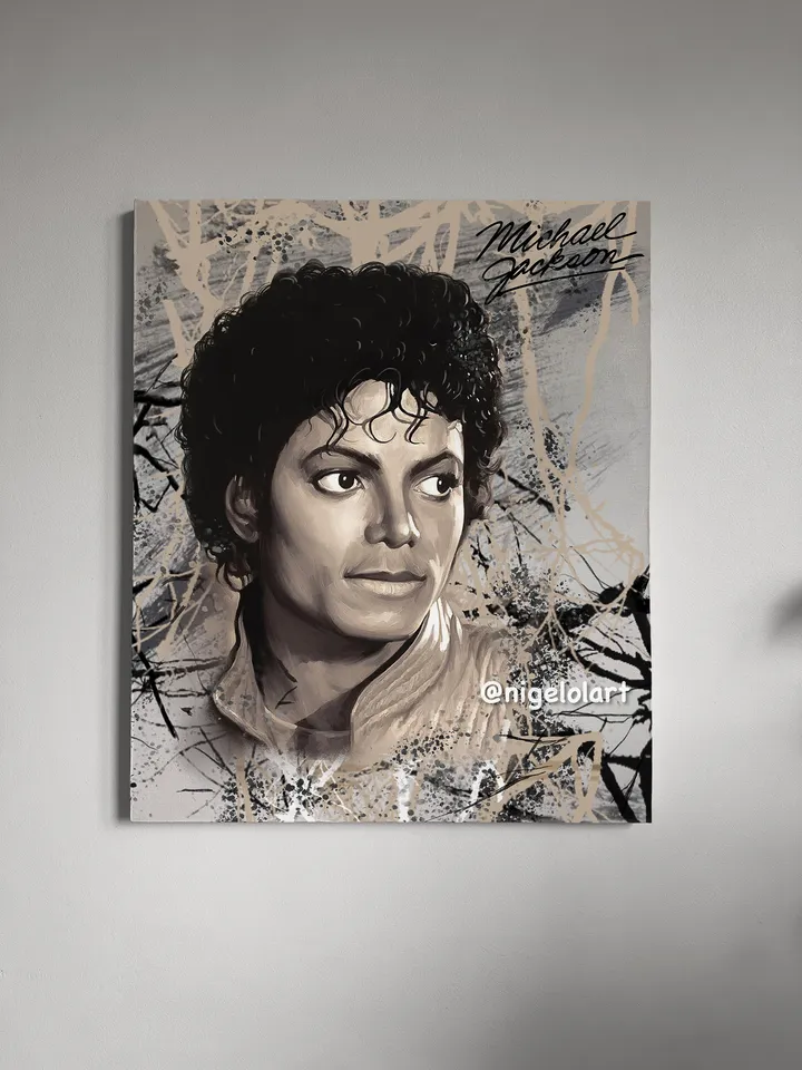 Michael Jackson's portrait is hand-painted with acrylic paints Custom interior painting