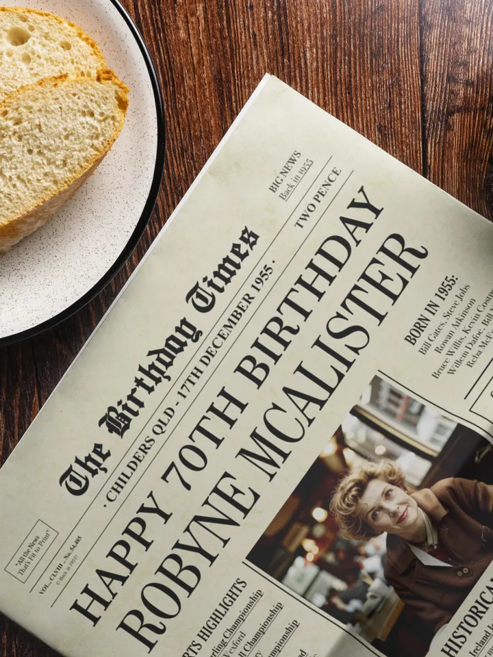 70th birthday NEWSPAPER, 70th birthday Ireland, 70th birthday gift for men or woman, 70th birthday poster, 70th birthday decor for ireland