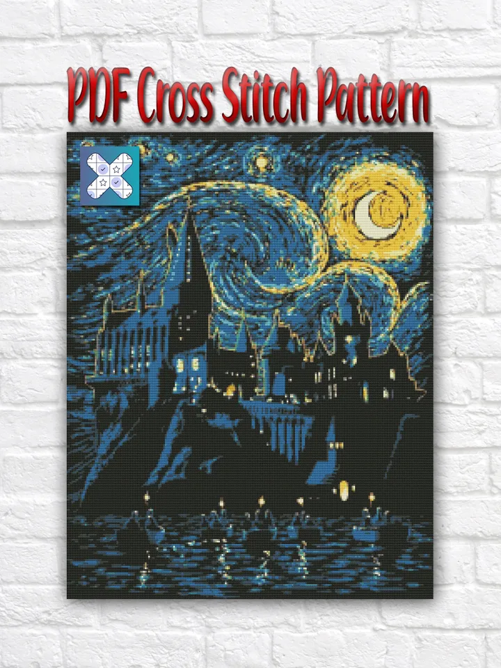Hogwarts Cross Stitch Pattern / Harry Potter Cross Stitch Pattern / Starry Night PDF Cross Stitch Chart / Printable PDF