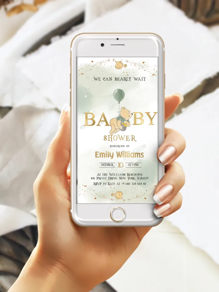 Classic Winnie Pooh Baby Shower Invitation Set; Neutral Baby Shower Template; Wizard Baby Shower Invite; Honey Bear Invite; Winnie Pooh wp9