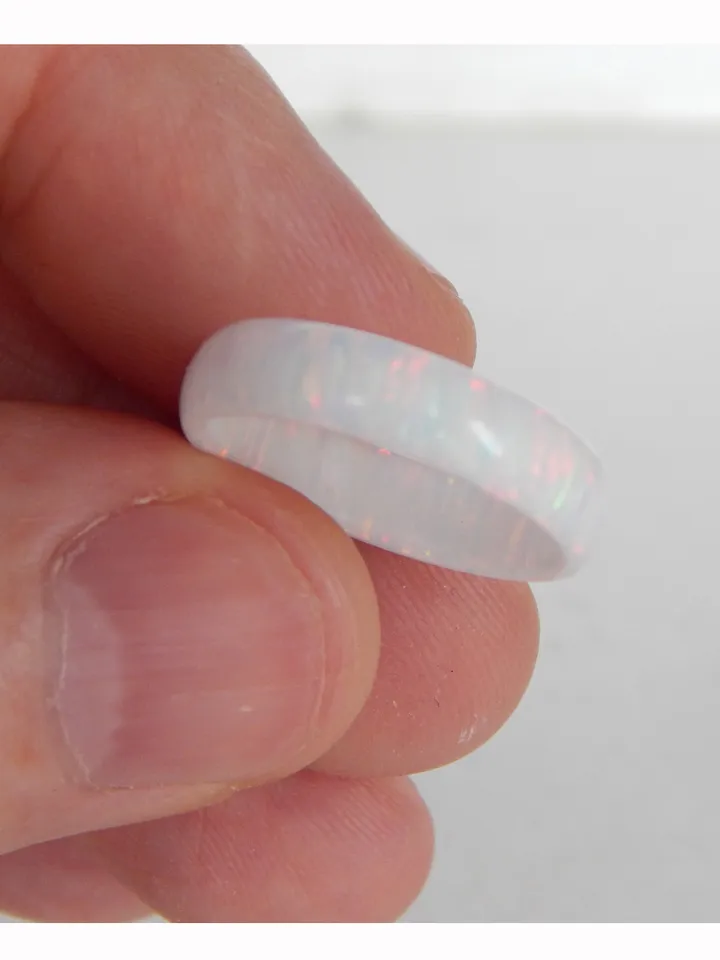 White opal ring. White wedding ring. White ring for the bride.
