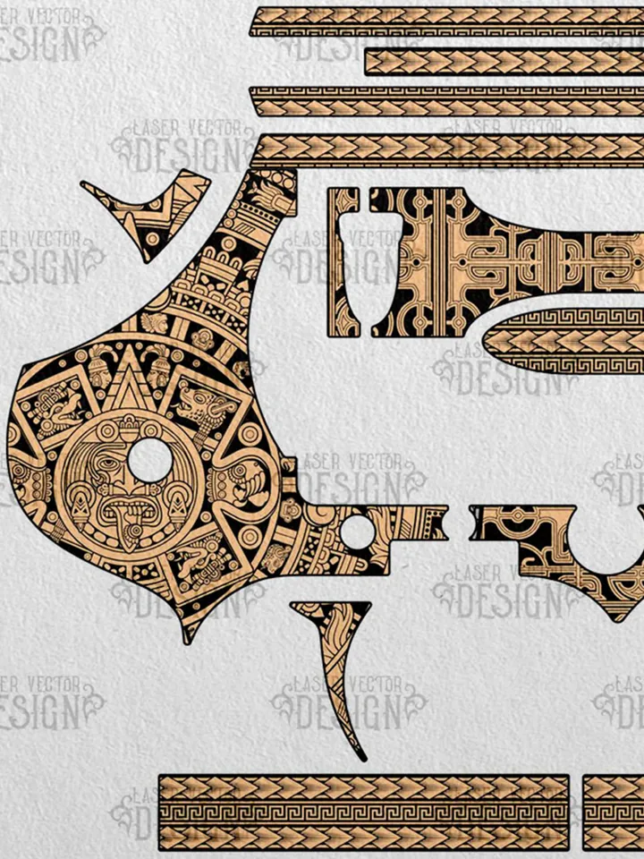 VECTOR DESIGN Colt King Cobra 3 in Aztec calendar