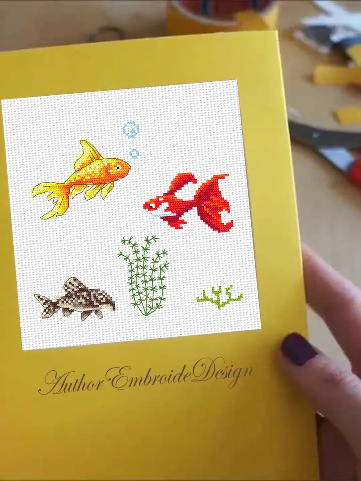 Aquarium fish cross stitch pattern PDF download Fishes sampler cross stitch, Tropical fish pattern digital PDF, Fish needlepoint canvas #K36