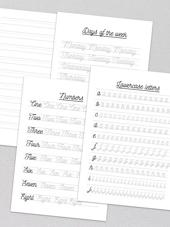 Calligraphy Workbook, Beginner Hand Lettering, Calligraphy Practice Sheets