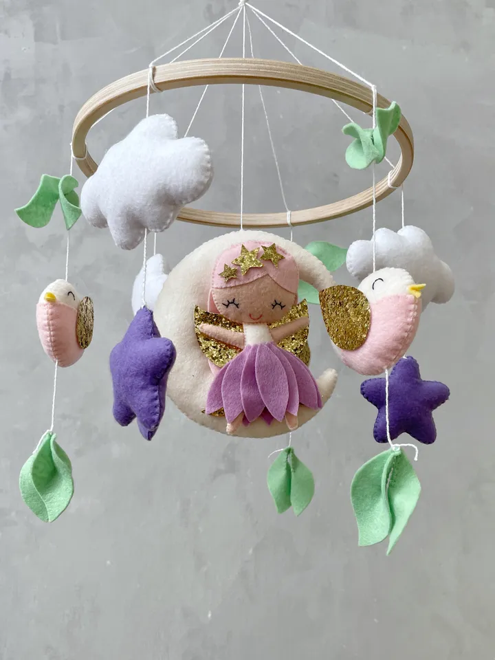 Fairy crib mobile girl, Woodland baby mobile fairy, Baby mobile girl