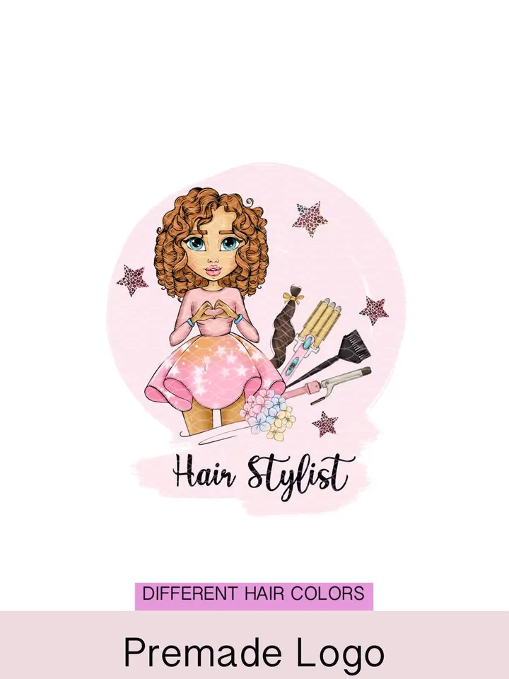 Amazing Makeup Stylist Logo, Salon Logo, Beauty Cartoon Girl Logo, Mua Logo