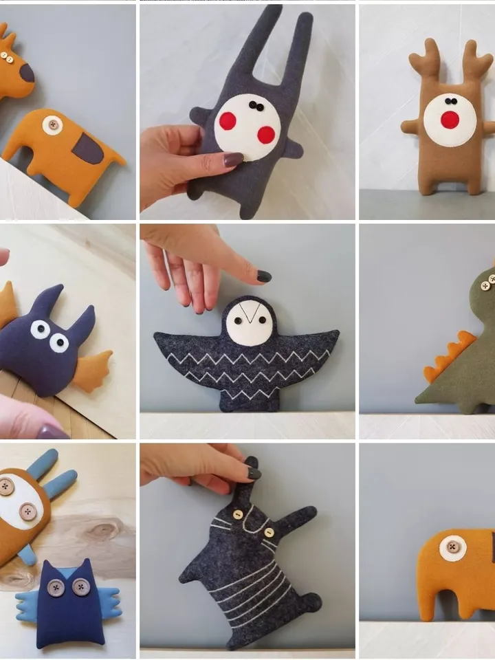 Halloween doll pattern PDF for sewing bat, digital tutorial in English, rag doll diy