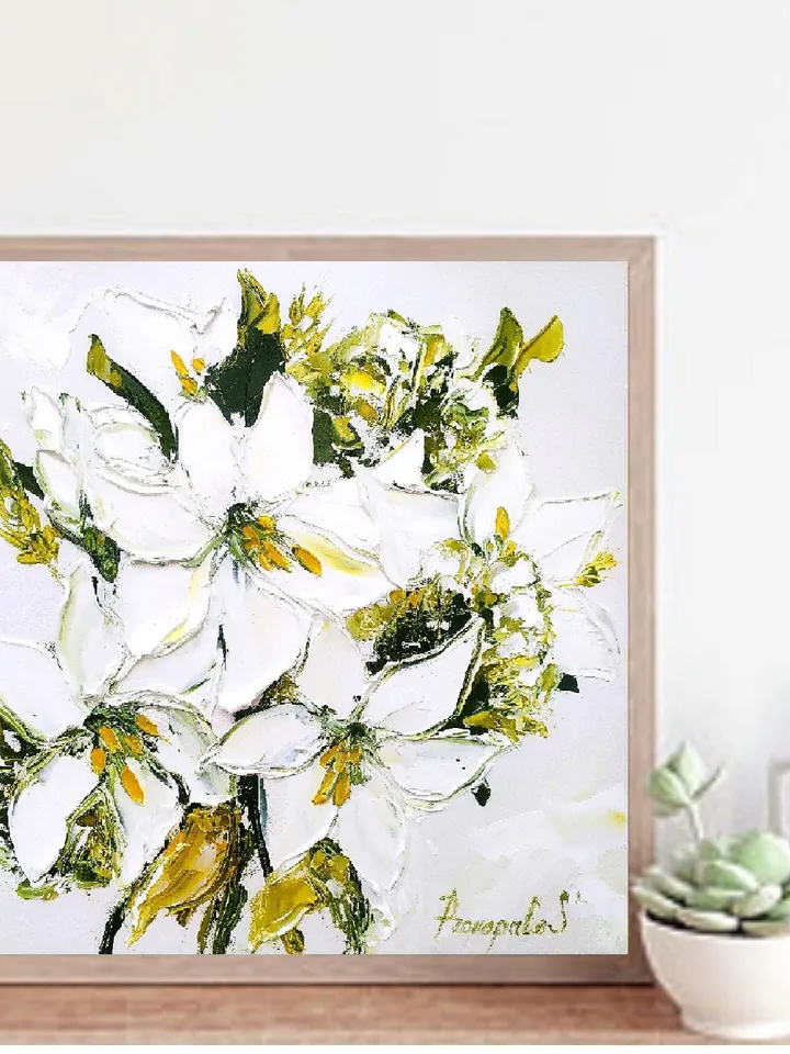 Lily Painting Flower Original Art Original Oil Painting Painting Painting Abstract  Floral Painting  Gift 10 by 10 in by ArtProkopaloSv