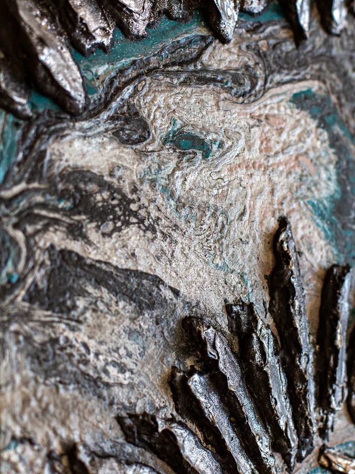 Waterscape wall art | Modern Abstract Sea Dragon Painting | 3D Effect Acrylic Art on MDF Board | Handmade Artwork | Blue Square painting