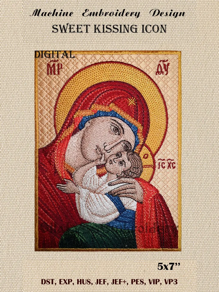 Sweet Kissing icon embroidery design