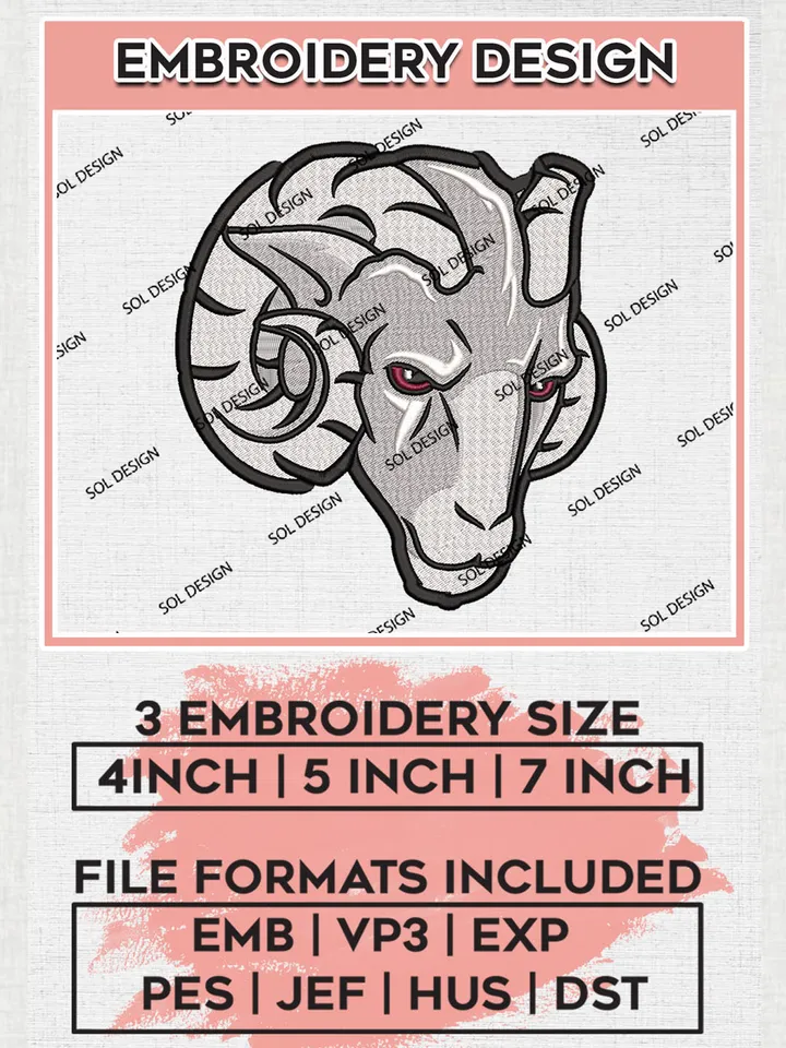 Fordham Rams Embroidery Designs, NCAA Logo Embroidery Files, NCAA Fordham Rams Logo, NCAA Embroidery Designs, Machine Embroidery Designs, Digital Download