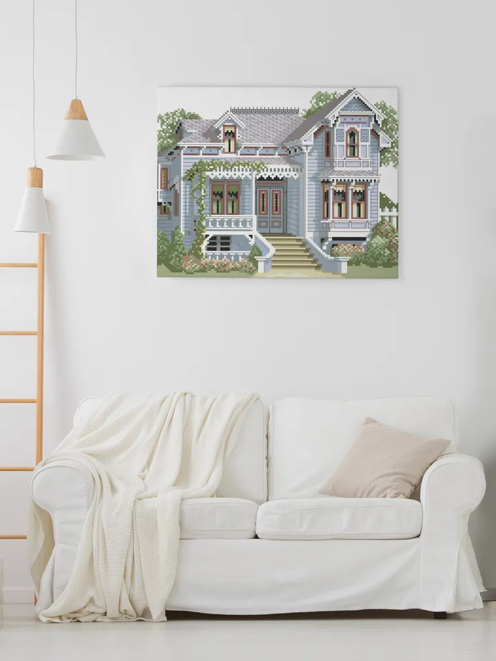 Vintage Cross Stitch Pattern Victorian House Counted Digital Download PDF