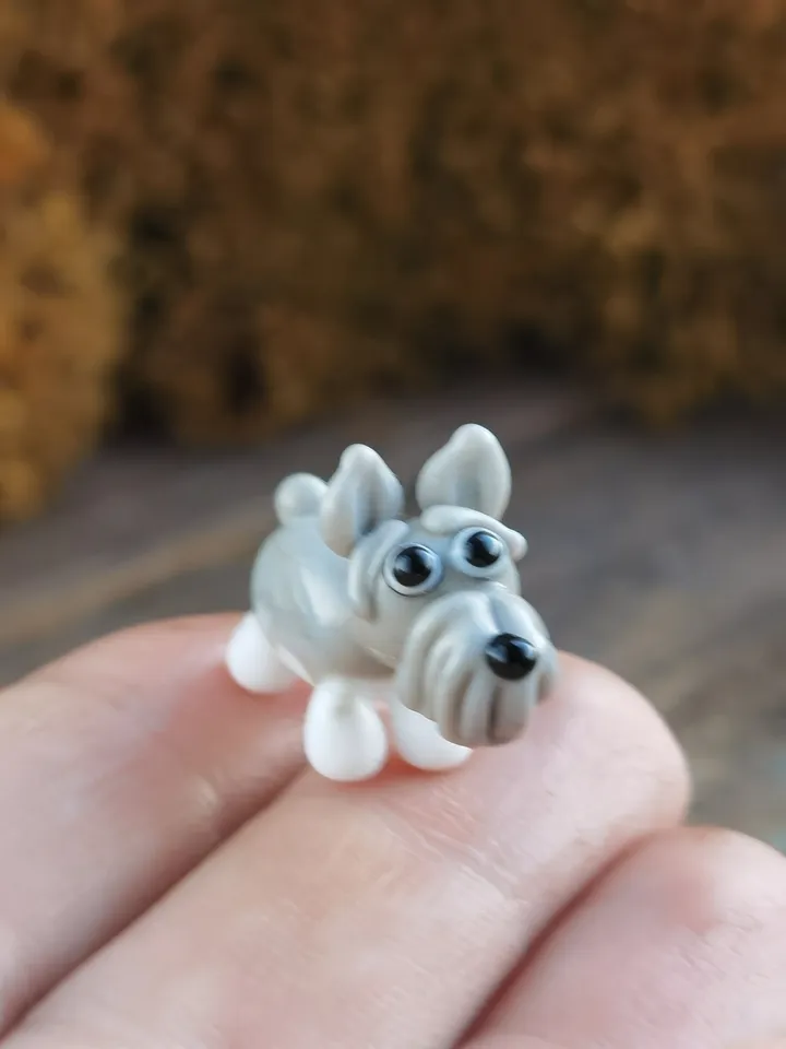 GLASS FIGURINES Schnauzer figurine Schnauzer GIFT Dog ornament Dog art Glass Dog decor Glass schnauzer art Miniature animals Tiny schnauzer