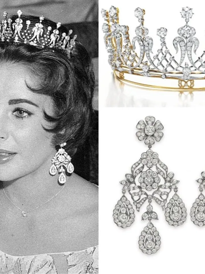 Elizabeth Taylor Diamond Chandelier Earrings Swarovski Crystal Royal Wedding Earrings Art Deco Regal Bridal Earrings Cubic Zirconia Jewelry