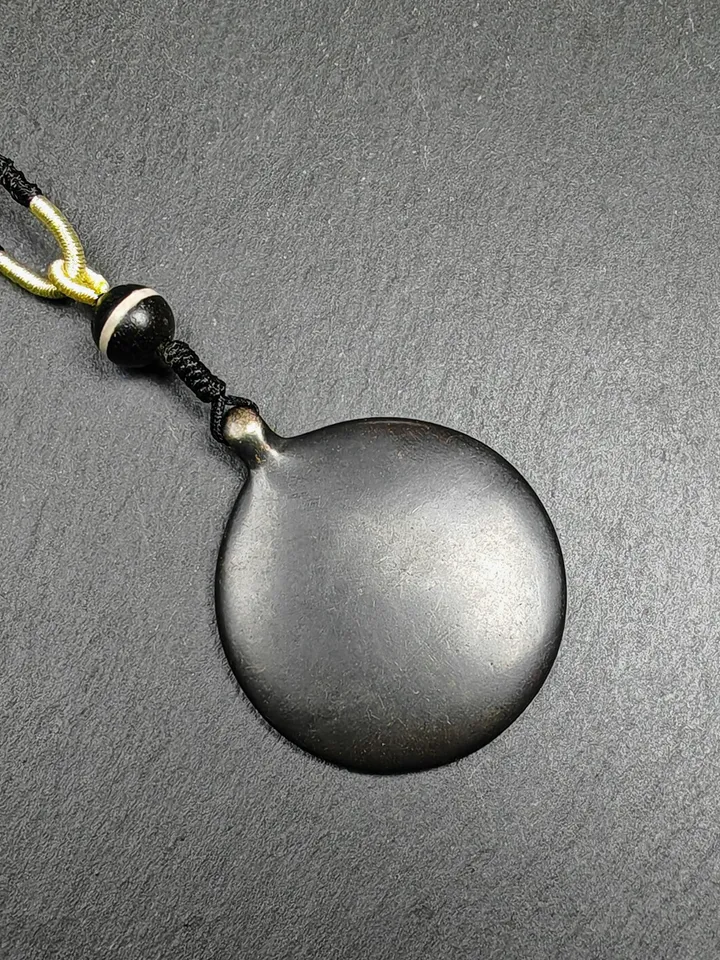 Gandhanra Vintage Tibetan Buddhist Calendar Amulet Black Sipaho Badge - Lima Brass Melong Mirror Protective Charm Feng Shui Pendant,43mm