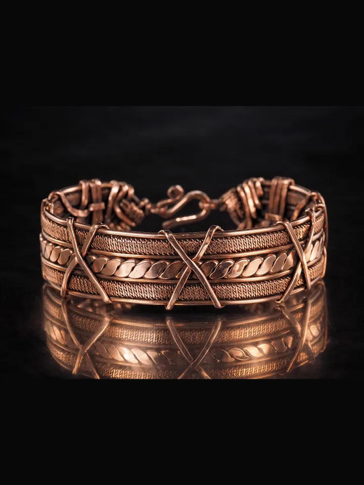 Woven copper wire bracelet Antique style handcrafted copper jewelry Unique gift