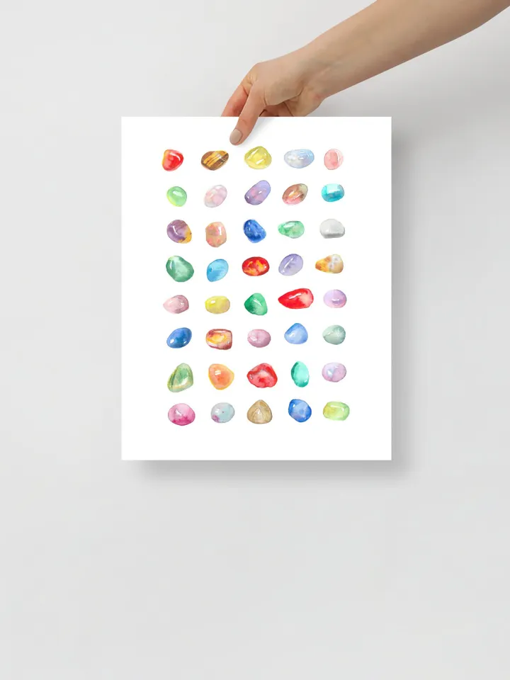 Gemstones Watercolor Art Print Mineral Poster Chakra Gifts Gems And Minerals Geology Art Print Crystal Wall Art Chakra Gift Colorful Poster