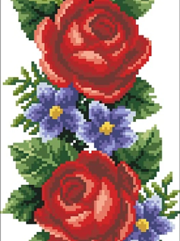 Antique Cross Stitch Pattern Elegant Flowers Digital Download PDF