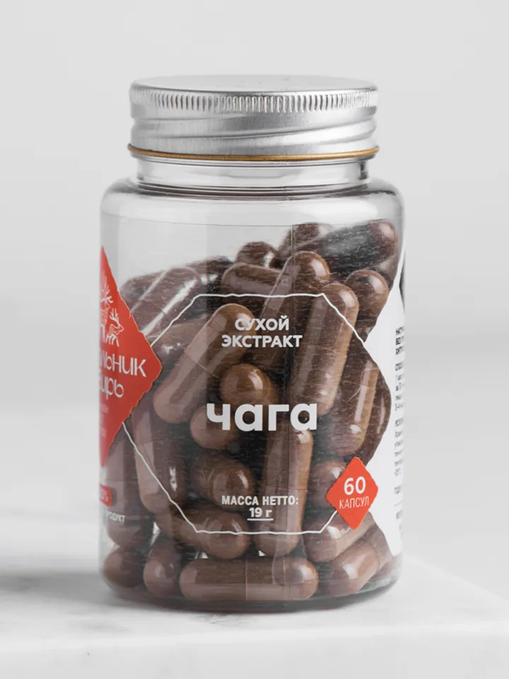 Chaga extract in capsules, capsules 60 pcs.