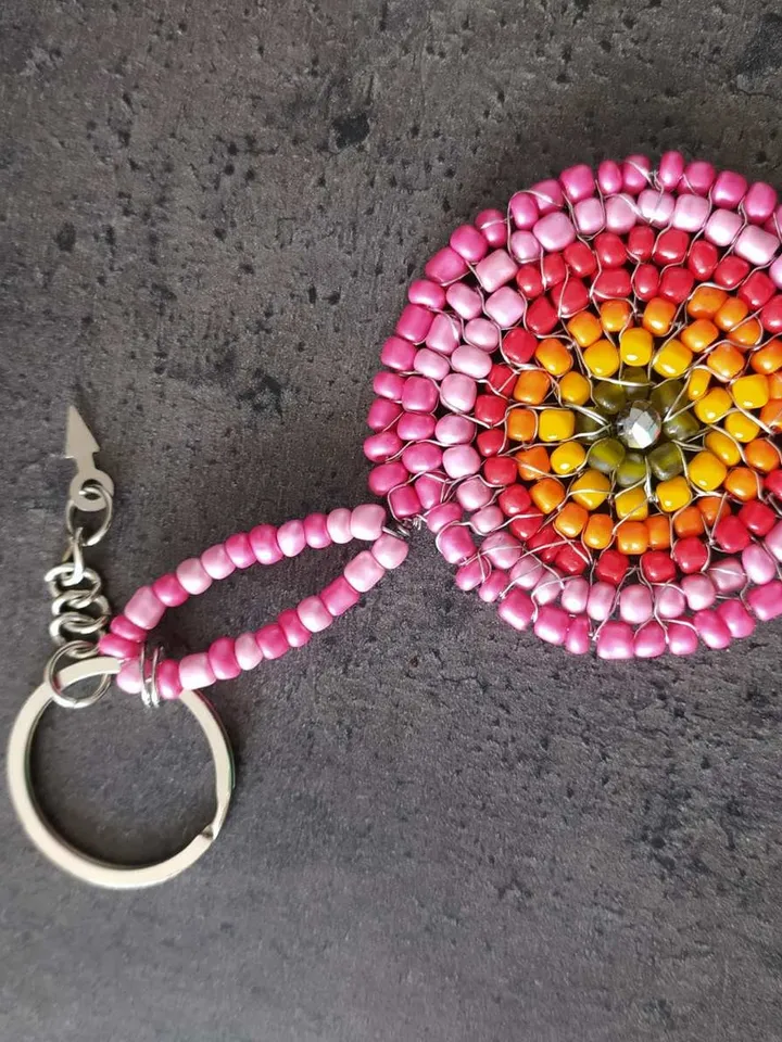 keychain for women pendant, trinket, Mandala, talisman, charm made of beads,car decor