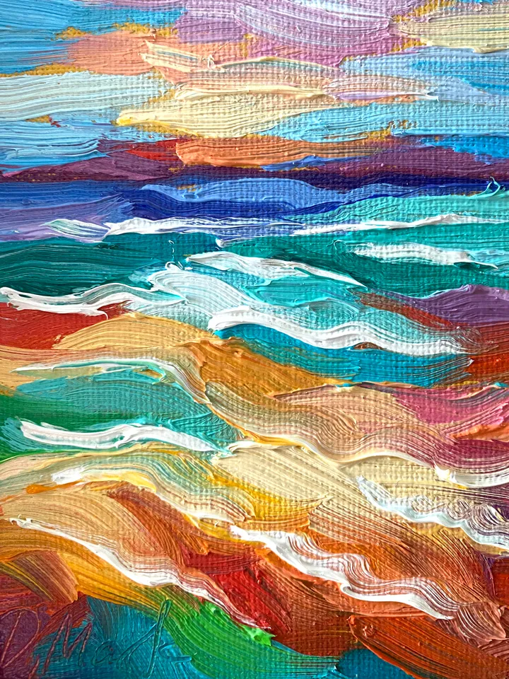 Seascape Oil Painting Original Sea Landscape Painting Impasto Small Artwork Ocean Coastal Wall Art