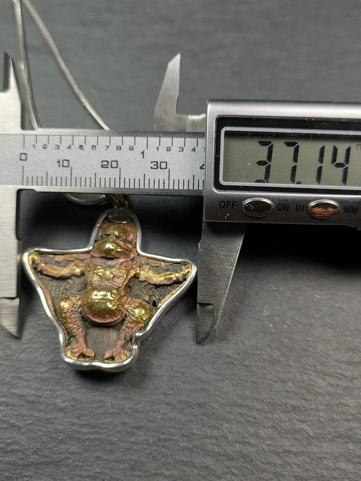 Exclusive Gandhanra Antique Garuda Bird Pendant | Rustic Tibetan Buddhist Amulet | 1.6 Hand-Carved Brass & Silver | 50 Years Old