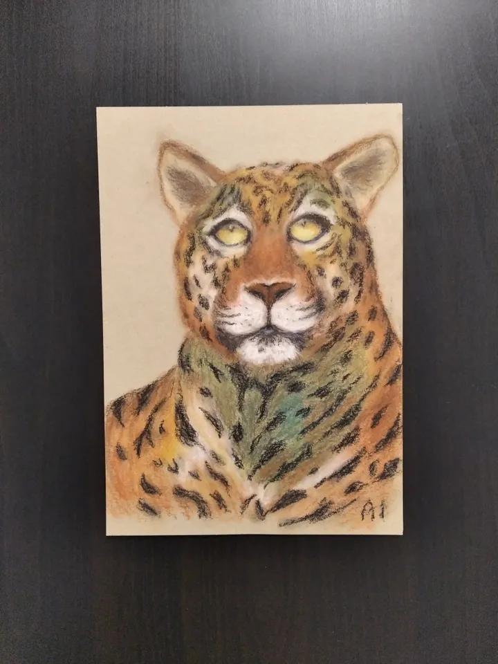 Leopard Painting in pastel on paper