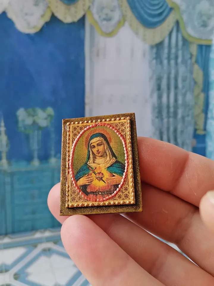 Christmas icon.Miniature icon. Puppet miniature. Handmade. 1:12.