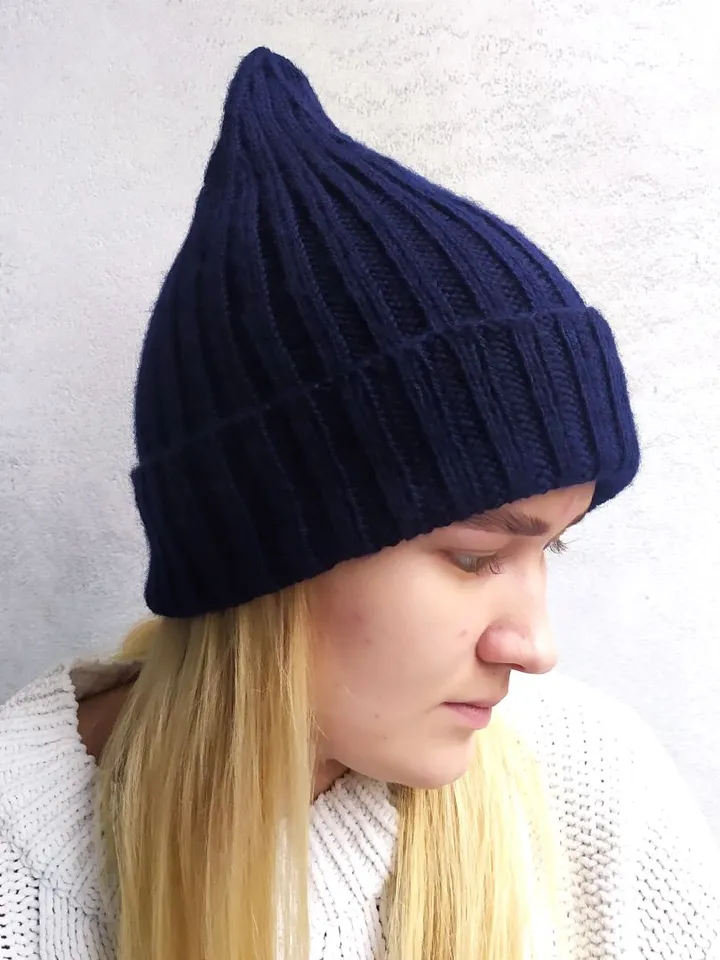 Blue warm handmade hat