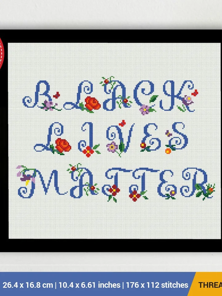 Black lives Matter, Floral, BLM Cross stitch pattern | Embroidery Pattern | Instant Download | Embroidery Designs