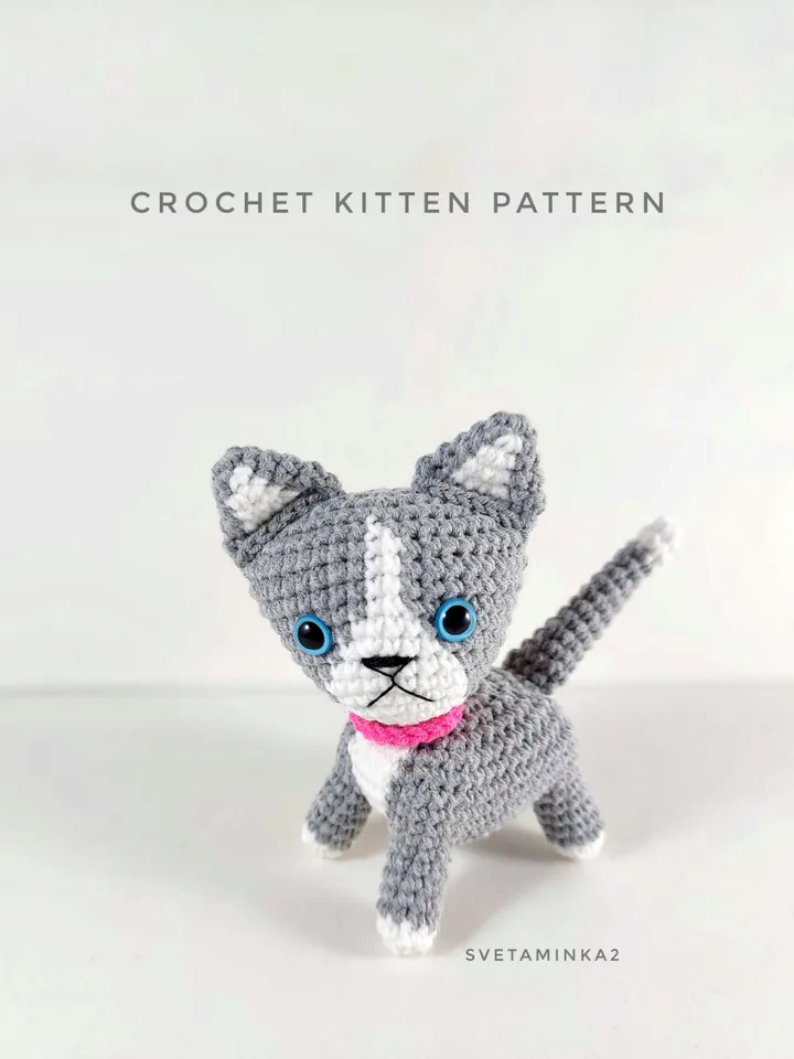 Crochet Kitten Pattern. Amigurumi Cat Pattern. Digital Download. PDF.