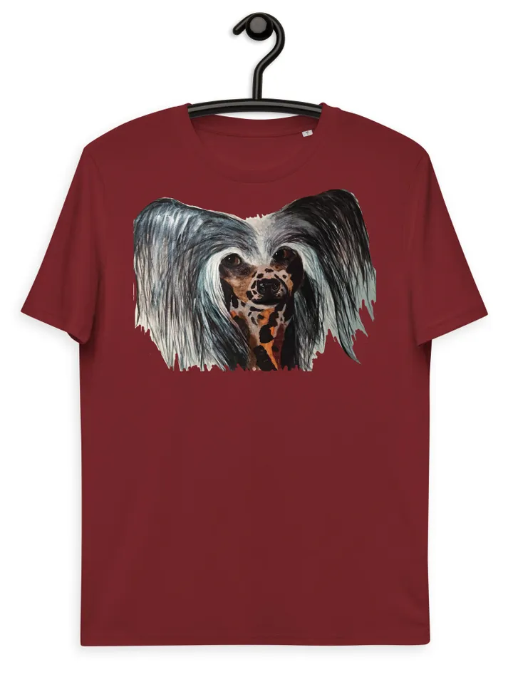 Chinese crested dog Unisex organic cotton t-shirt made with my own design,original watercolor chinese dog painting,funny animals gifts.