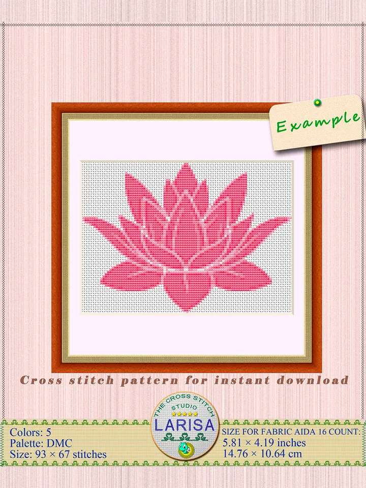 Pink Lotus Flower Cross Stitch Pattern | Pink Lotus Flower