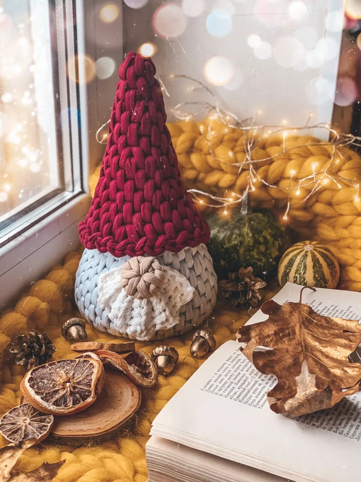 Scandinavian gnome, Nordic gnome, interior gift crochet basket, bathroom storage, wall hanging, eco friendly hugge