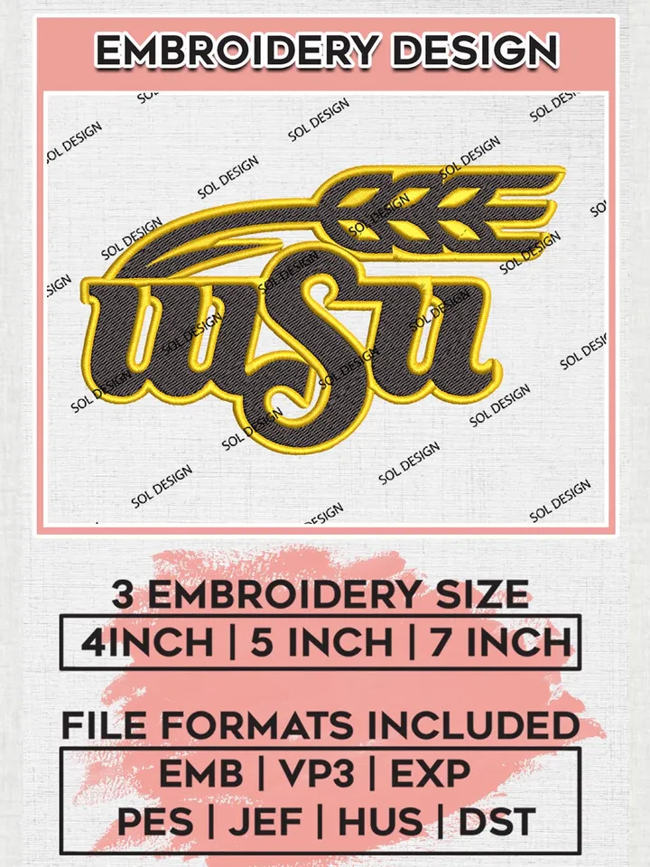 Wichita State Shockers Mascot Logo Machine Embroidery Design, NCAA  Wichita State Shockers Embroidery Design Design files, NCAA Embroidery Designs, NCAA Machine Embroidery Designs, Digital Download