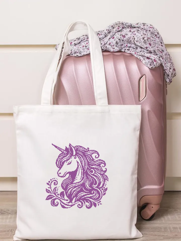 Unicorn cross stitch pattern PDF download Simple monochrome cross stitch chart, Cute unicorn pattern digital PDF, Beginner cross stitch #K49