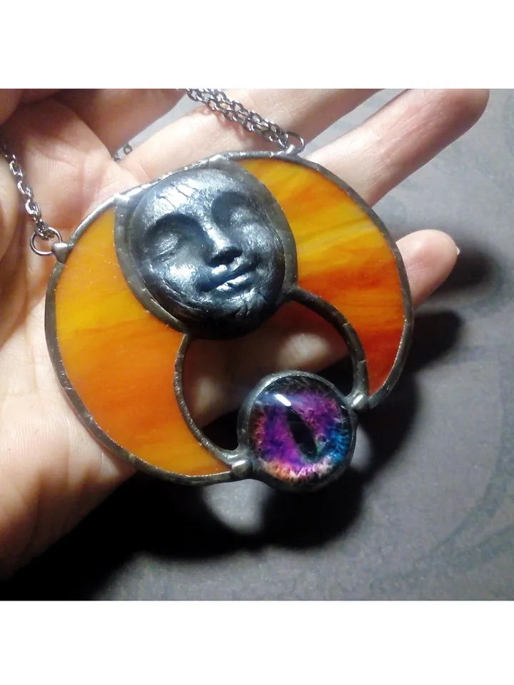 Moon crescent necklace, blood moon necklace, black lilith, soldered crescent, Halloween moon, witchy aesthetic