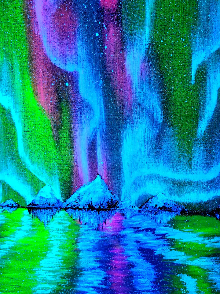 Neon fluorescent oil painting "Northern Lights"